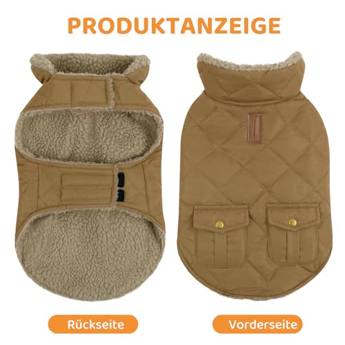 Queenmore Hundejacke Kleine Hunde Hundemantel Winter Warme Wintermantel Hund Wasserdicht Quilten Hundebekleidung Winter Hundepullover Für Dackel Chihuahua Pudel Bulldogge Beagle, Braun, XS