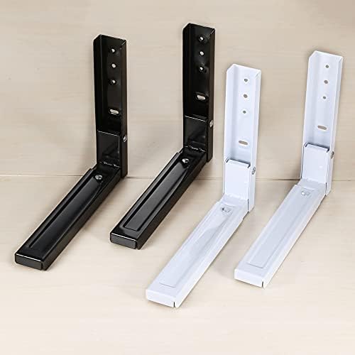 Hniuyun Universal Wall-Mounted Microwave Brackets,Foldable Arm Adjustable Extensible Wall Hanging Microwave Brackets Oven Stand Shelf Rack Load 99 lb (Black)