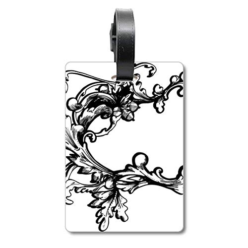Étiquette pour valise luxe motif baroque décoration fleur moderne en cuir