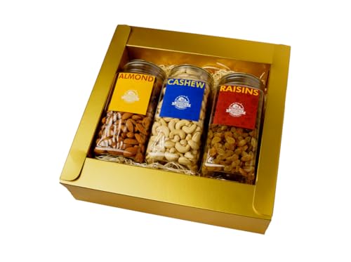 Image of Nature's Blend - Essential Dry Fruits|Maroon New|Pack of 3|500g Jar|Almond, Cashew, Raisins|Soft Top