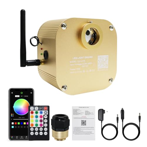 Image of AKEPO 16W Twinkle Fiber Optic Light Engine, Twinkle Bluetooth APP Control Engine Driver Light Box with Music Activated Function and 28-Key Remote Control for Car Stars Headliner and Home