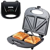 SIGNA Sandwichera 750W Panini Electrica con Recubrimiento Antiadherente Luz Indicadora Fácil de Limpiar Mini Prensa para...
