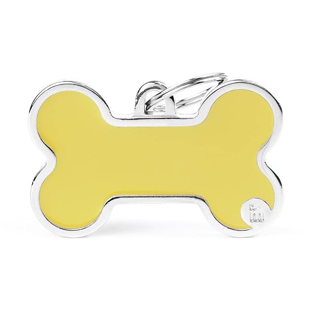 My Family Placa de Identificación personalizado para perro Made in Italy, Hueso XL Amarillo