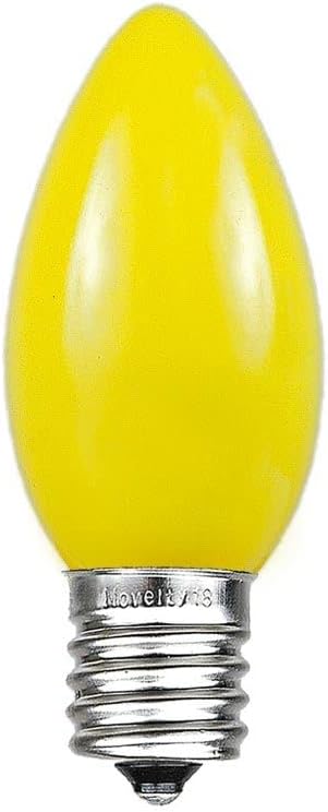 Novelty Lights 25 Pack C9 Ceramic Outdoor Christmas Replacement Bulbs, Yellow, E17 Intermediate Base, 7 Watt