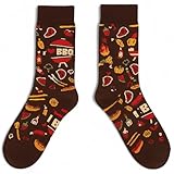 MIJOMA Chaussettes amusantes pour homme - Chaussettes amusantes avec designs originaux - Chaussettes en coton colorées pour les loisirs, le quotidien et le bureau, BBQ, 44-48