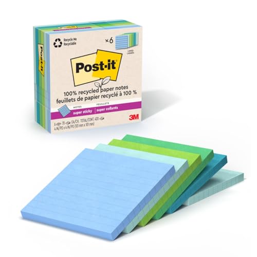 Post-it Notes super adhésives papier 100 % recyclé collection Oasis