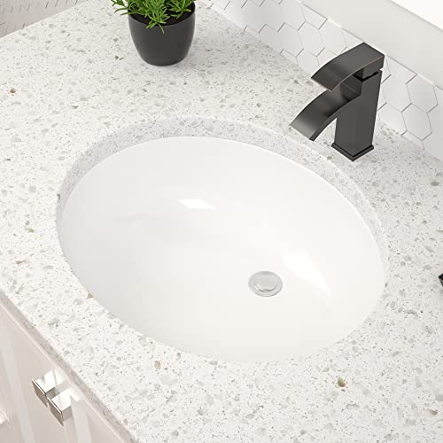 Undermount Bathroom Sink Oval - Dcolora 18"x15" White Porcelain Ceramic Oval Vessel Sink Under Counter Lavatory Vanity Bath Sink Bowl Basin With Overflow by Dcolora - Used condition - Image 3
