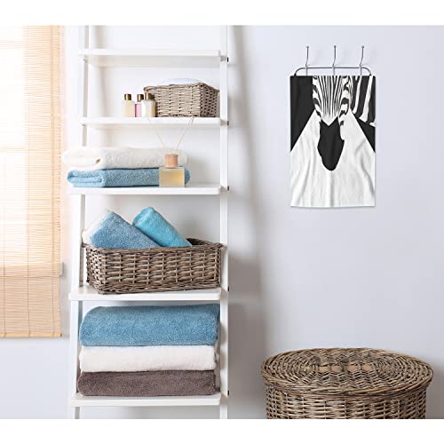 Aoyego Zebra Hand Towels Wild Animal Black White Striped Zebras In Geometric Triangles Highly Absorbent Soft Towels Bathroom Beach Kitchen Spa Gym Face Towel 15X30 Inch #TOP3