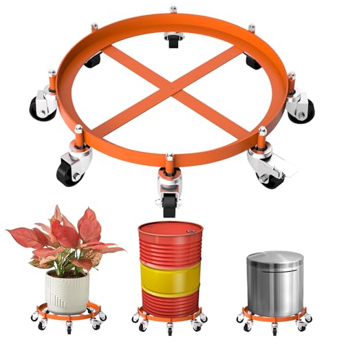 Heavy Duty Drum Dolly, 2000lbs Load Capacity 55 Gallon Barrel Dolly Cart Drum Caddy with 8 Swivel Casters Wheel Frame Dolly Cart Non Tipping Hand Truck Capacity Dollies for Warehouse Drum Handling