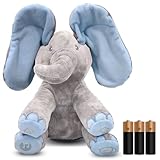 Dimple Kyle Elephant Stuffed Animal Toy - Animated Plush Blue Singing Elephant, Interactive Musical Peek-a-Boo for Babies, Kids, for Toddlers, Ages 0 and Up(Battery Included)