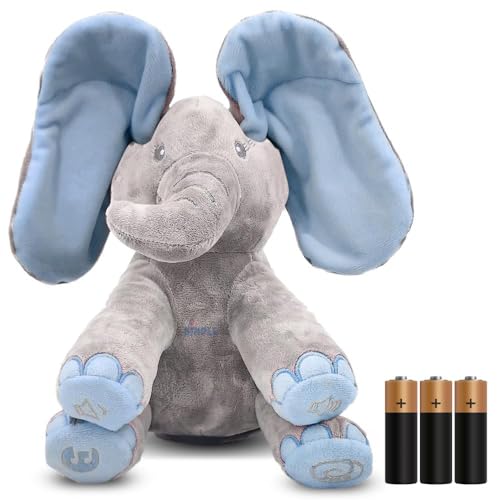 Dimple Kyle Elephant Stuffed Animal Toy - Animated Plush Blue Singing Elephant, Interactive Musical Peek-a-Boo for Babies, Kids, for Toddlers, Ages 0...