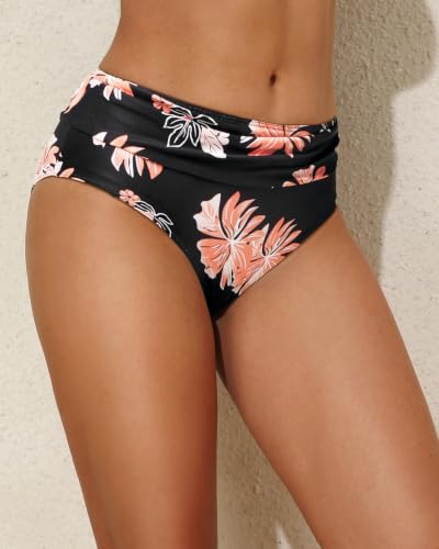 Image of Tempt Me Women Mid Rise Bikini Bottoms Full Coverage Swimsuit Ruched Scrunch Swim Bottom