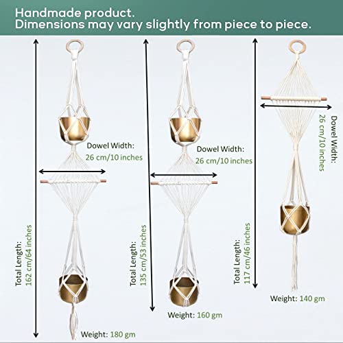 Image of ecofynd Cotton 3 Set Plant Hanger [Without Pot] | Rope Flower Pot Holder for Indoor Outdoor Balcony Garden Wall (COM08 /Pack of 3)