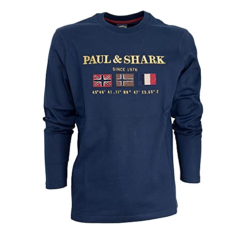 PAUL & SHARK Organic Cotton Sweatshirt with Embroidered Logo 11311655 Blue, See PHOTOS, S