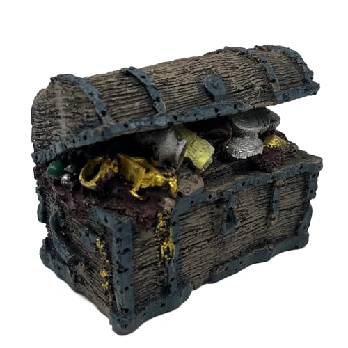 Image of Mipukbay Treasure Chest Fish Tank Decorations, Funny Aquarium Decor Ornament for Small Aquarium and Fish Tank, Safe Landscape Rock Cave for Betta Fish, Goldfish and Aquatic Pets