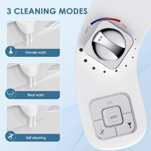SenDeluz Bidet Aufsatz für Toilette, Nicht Elektrisch Bidet Toilettenaufsatz Bidet Mit Einziehbare Selbstreinigende Dual Nozzle Einstellbarer Bidet Druckschalter Warm- und Kaltregulierung für Wash