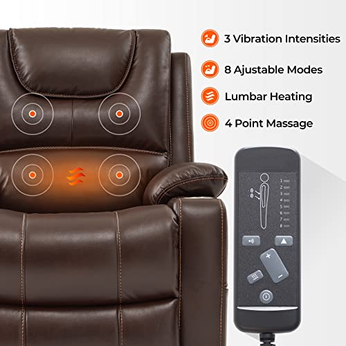 Irene House 9196X Large Power Recliner Lay Flat Chair Dual Motor Lift Chair Recliners For Elderly With Heat Massage Electric Lift Recliner Chair(Brown, Faux Leather) #TOP3