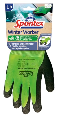 Spontex Winter Worker Arbeitshandschuh, für grobe Arbeiten bei Kälte, aus recycelten PET-Flaschen, Größe L, 1 Paar, Farbe nicht frei wählbar