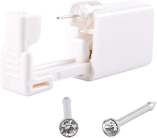 CHUANCI 1 Unit Disposable Safe Sterile Piercing Unit for Gem Nose Studs Piercing Gun Piercer Tool Machine Kit Earring Stud Body Jewelry (17-204 Silver Clear)