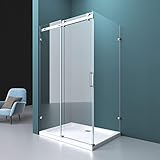 Mai & Mai Eckdusche 90x120 cm Duschkabine inkl. Duschtasse Sicherheitsglas 8mm ESG beidseitige NANO-Beschichtung Schiebetür 4-Punkt Halterung Dusche R-17-2