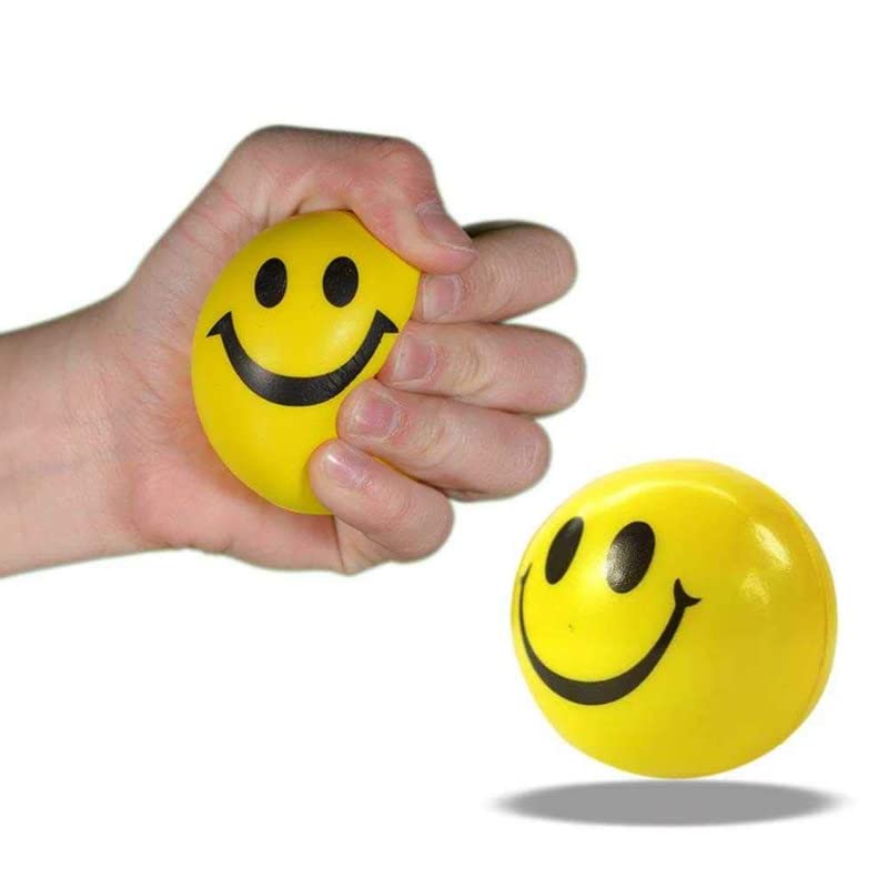 Image of YBN Smiley Soft Balls Cute Funny Yellow Emoji Happy Smiley Face Squeeze Sponge Balls Best Birthday Return Gift for Kids (Yellow)- Pack of 3