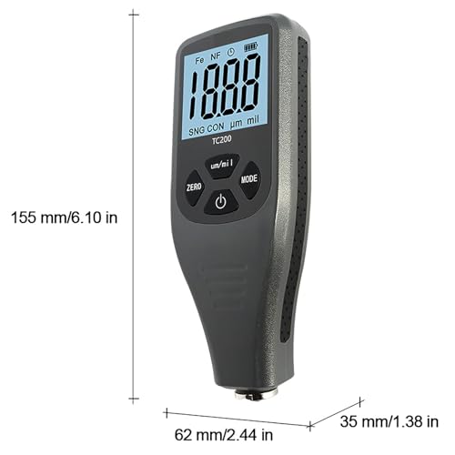 Medidor de espesores de recubrimiento digital, Fe/NFe profesional para pintura, rango de medición 0-1500 um, resolución 0.1 um miniatura 6