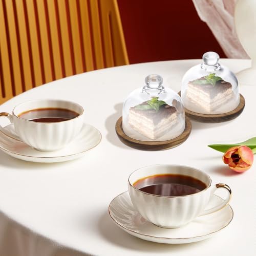 Assiettes à Gâteau en Bois d'Acacia Zerodeko pour Moments Sucrés en Famille - 6