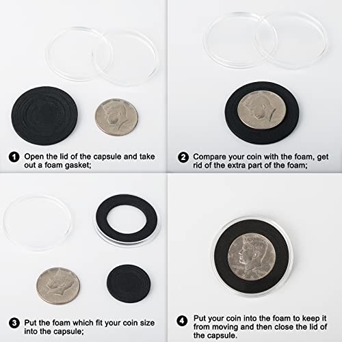 WAEKIYTL 46mm Coin Capsules with 11 Sizes Foam Gasket and Plastic Storage Organizer Box, Coin Storage Case with Lock Coin Collection Supplies for Dime,Cent,Nickel,Quarter,Silver Dollar,Half Dollar - Image 6