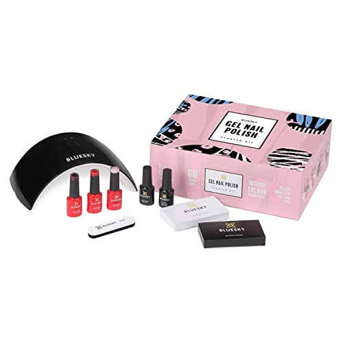 Bluesky Mini Gel Nail Polish Starter Kit, 24W UV LED Lamp, 3 Colours, Top and Base Coat 5ml and accessories