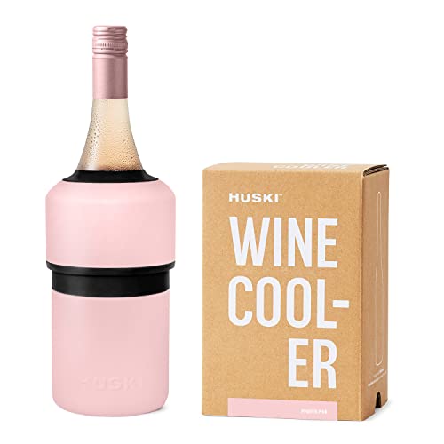 Huski Wine Chiller | Award Winning Iceless Design | Keeps Wine Cold up to 6 Hours | Next Generation Ice Bucket | Fits Some Champagne Bottles | for Wine Lovers (Pink)