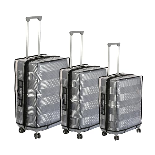 Image of AMPEREUS Premium Clear PVC Suitcase /Trolley Bag Cover - Luggage Combos of 3 Sizes (20″, 24″ & 28″) - Waterproof, Dust‑Proof, Scratch Resistant, Zippered Design