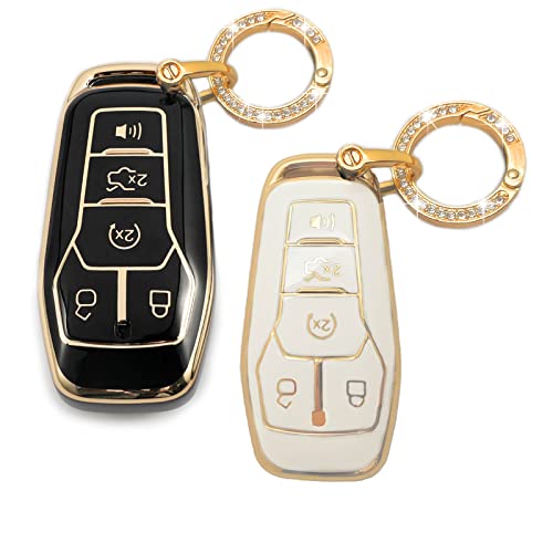 Coque pour clé Ford et Lincoln : lot de 2 protections élégantes en blanc et noir