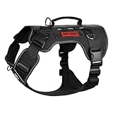 OneTigris Hundegeschirr Große Hunde, TACTILITE Taktisches Langlebig Anti Zug Geschirr, No Pull Verstellbar Brustgeschirr mit 4 D-Ringe, Reflexstreifen Schwarz L