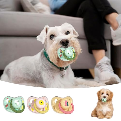 Generisch 3 Stück Hundeschnuller, Silikon Welpenkätzchen Beruhigungsschnuller Niedliches Hundeschnuller Kauspielzeug Schnuller Hundespielzeug für Kleine Hunde und Katzen