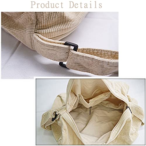 Corduroy Crossbody Bags For Women, Casual Retro Shoulder Bag With Adjustable Strap, Large Tote Bag With Zipper Pockets For School, Work, Beach, Travel (Black) #TOP4