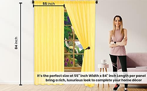 J&V TEXTILES 4-Pieces Sheer Solid Sheer Window Curtains 84 - Window Treatment Rod Pocket Voile Drape/Panel Sets for Patio Door (Pink)