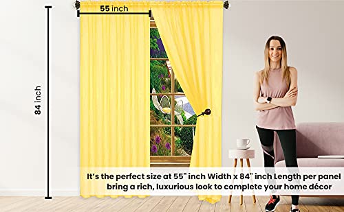 J&V Textiles 4-Pieces Sheer Solid Sheer Window Curtains 84 - Window Treatment Rod Pocket Voile Drape/Panel Sets For Patio Door (Orange)* #TOP2