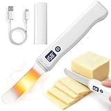 Heated Butter Knife, Smart Stainless Steel Electric Butter Spreader for Hard Butter, Cheese, Peanut Butter, Jam & Honey, Adjustable Heat (131℉/158℉), Rechargeable USB Kitchen Gadget Butter Knives