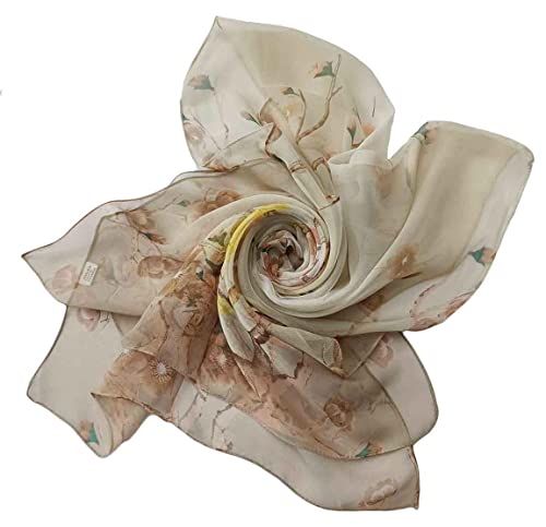 Image of Pokeedioty Scarfs for Women Lightweight Scarves Elegant Floral Pattern Sheer Scarfs Shawls Wraps