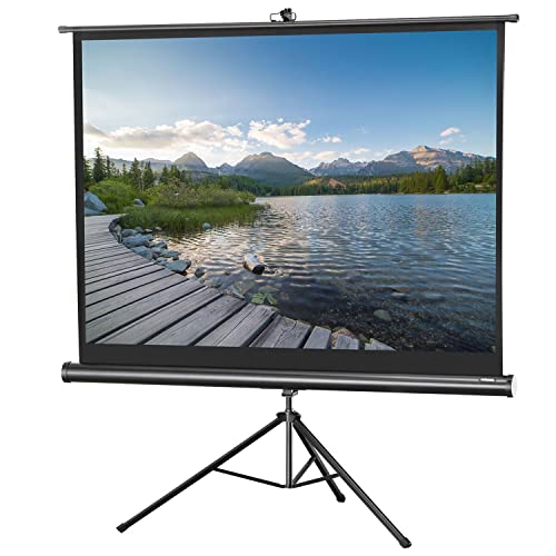 celexon Economy Stativ-Leinwand schwarz 80 | 158x118 cm 4:3 | mobil transportable 4K, Full-HD Beamerleinwand mit manuellem Rollauszug für Heimkino, Büro & Outdoor | inkl. Standfuß + Tragegriff