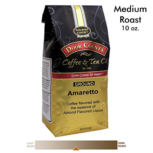 Door County Coffee - Amaretto, Amaretto Flavored Ground Coffee - Medium Roast, 10 Oz Bag #TOP3