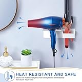 XILIMEN Hair Dryer Holder Wall Mounted, Hair Straightener Holder Metal, Adhesive Hair Dryer and Straighteners Holder, Hair Dryer Stand Curling Iron Holder for Dressing Bathroom Barber Shops (White) - Image 4