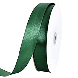 Toniful Satinband, dünnes, einfarbiges Satinband für Geschenkverpackungen, Basteln, Haarschleifen, Hochzeitsdekoration, Einladungskarten, Blumensträuße, 2,5 cm x 91 m, Weihnachtsgrün