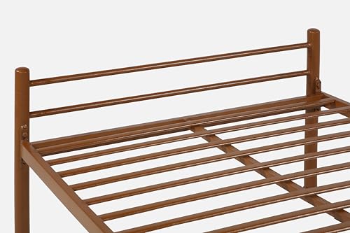 Image of Nivo Metal Single Size Bed Without Storage | Wrought Iron Single Bed with Headboard & Footboard| Sturdy Powder Coated Platform Cot for Bedroom, Living Room, (Nivo Brown)