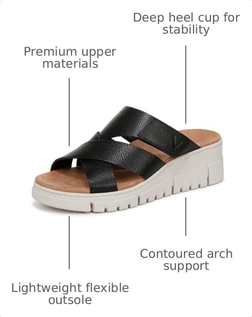 Vionic Womens Uptown Sunset Slide Sandal Black Leather 12 M by Vionic - Used condition - Image 3
