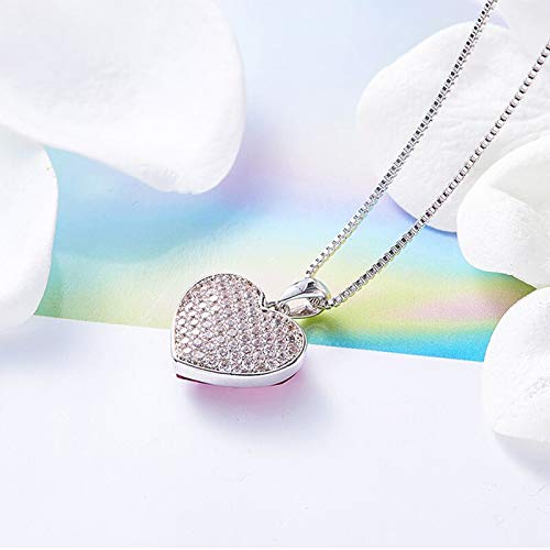 Collier en argent pour femme cœur en cristal, accessoire mode quotidien - 5