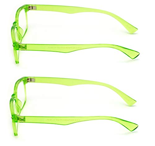 Image of 2 Pairs Casual Rectangular Reading Glasses - Stylish Simple Readers Rx Magnification Transparent Blue Red Clear