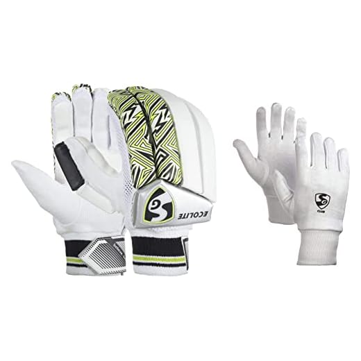 SG Ecolite Adult Cotton RH Cricket Batting Gloves, Colour May Vary Club Inner Gloves Colour May Vary Combo