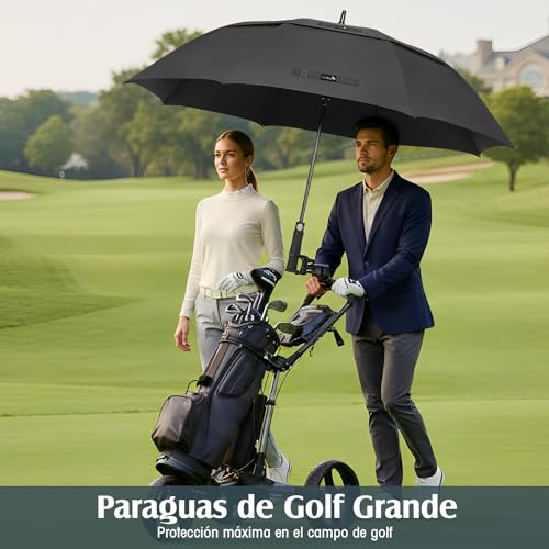 Miniatura 2 de Zomake Paraguas Golf Antiviento Automatico 62 Pulgadas,Extra Grande Paragua Resistente Con Doble Toldo Venteado Impermeable A Prueba De Viento Palo Paraguas Para Hombre Mujer Negro