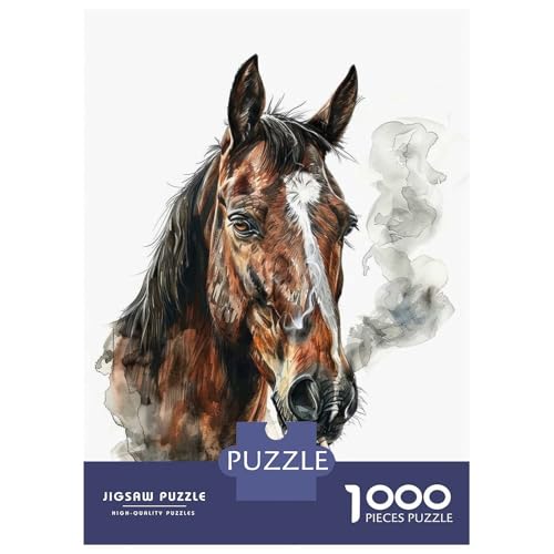 Imagen de Rompecabezas De 1000 Piezas Horse Smoking Cigarette Rompecabezas para Adultos Juguetes De Bricolaje Oferta De Decoración Perfecta como Regalos para Toda La Familia 38x26cm